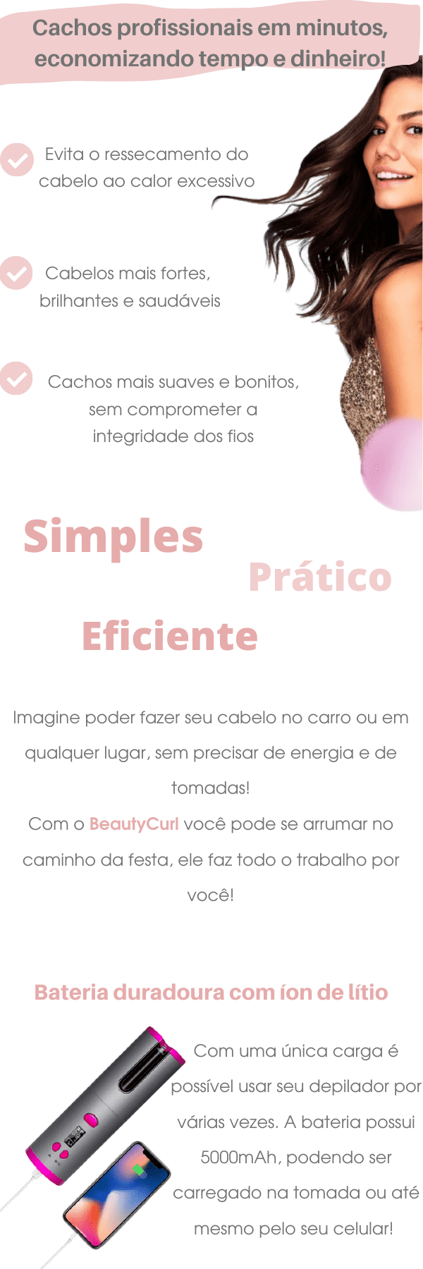 Modelador de cabelo Portátil –  Beauty Curl