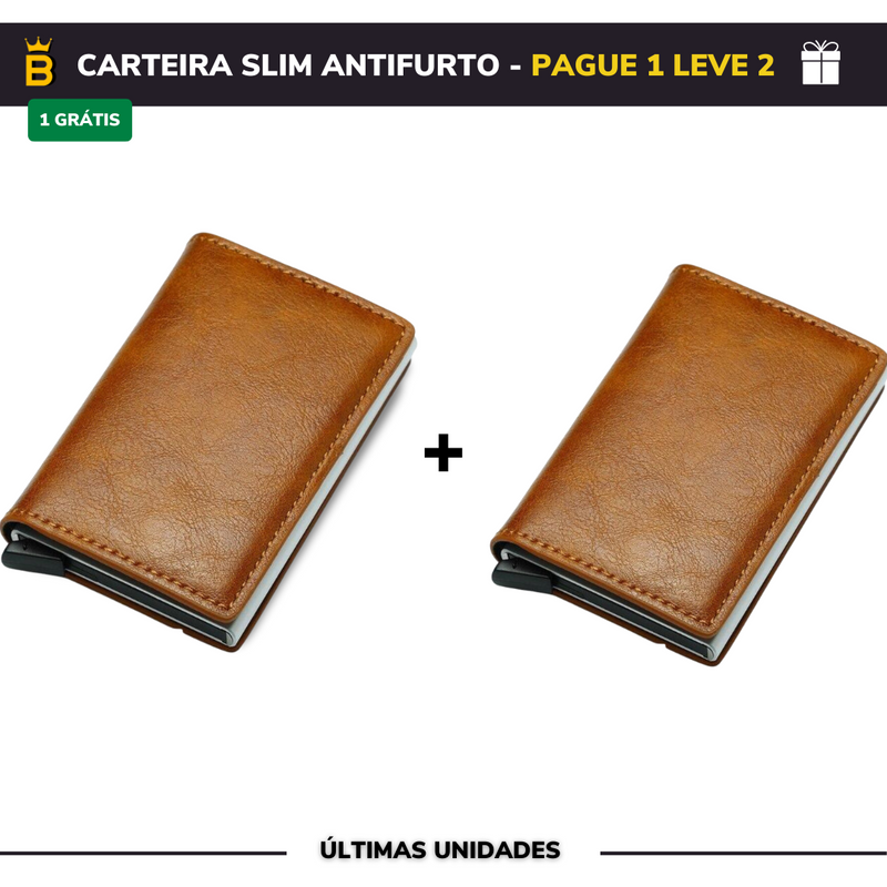 Carteira Slim Carbon em Couro - Pague 1 Leve 2 (Promoção Black Friday)