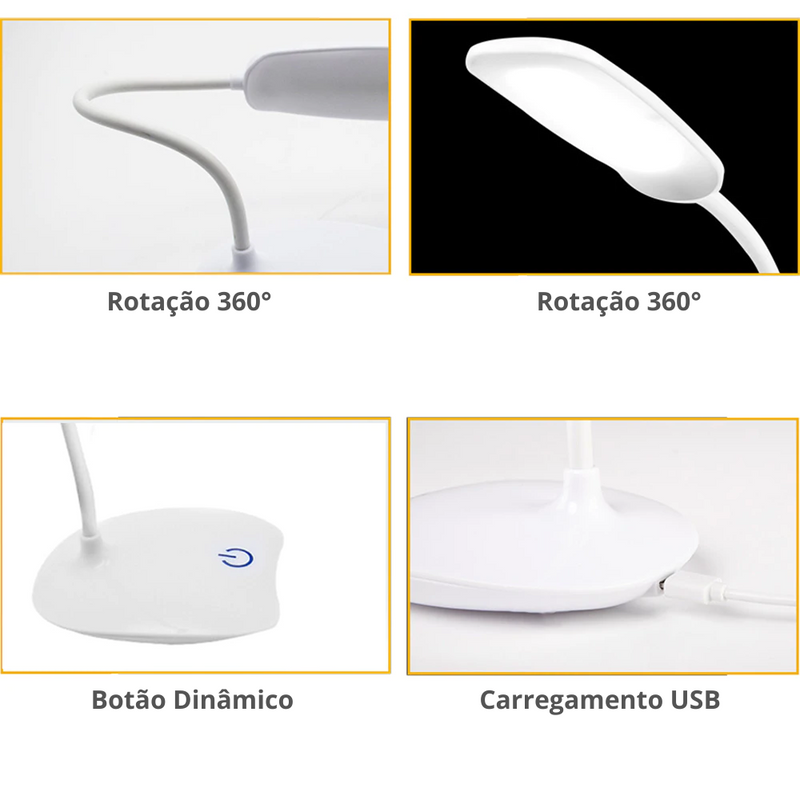 Luminária de Mesa LED – Carregamento USB