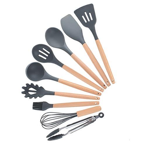 Kit Gastronômico Premium – Utensílios de Cozinha, Silicone e Madeira Ecológica