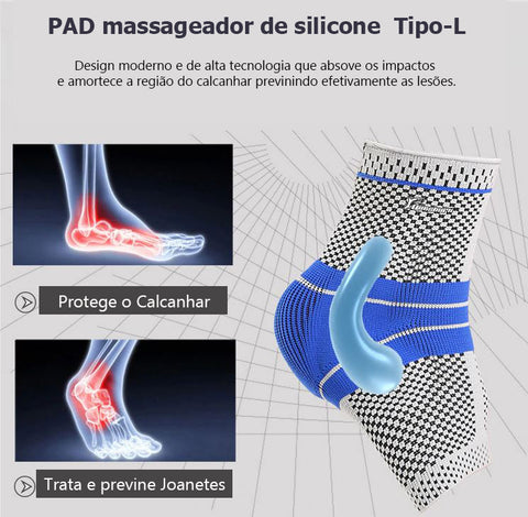 Tornozeleira de Compressão 3d com Almofada de Gel em sílica anti-transpirante