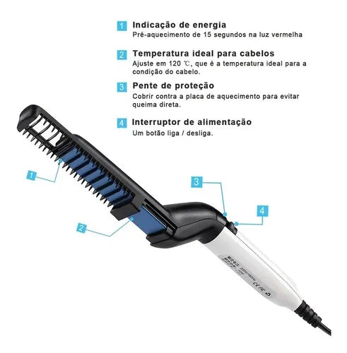 BeardPro® Modelador e Alinhador de Barba e Cabelo Bivolt 3em1 (+ Desconto Extra)