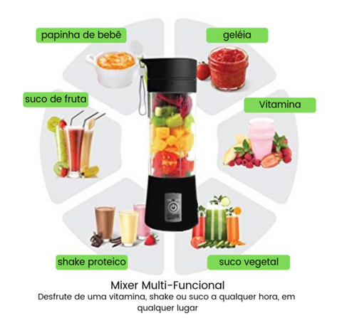 Mini Liquidificador Portátil 6 Lâminas 380ML